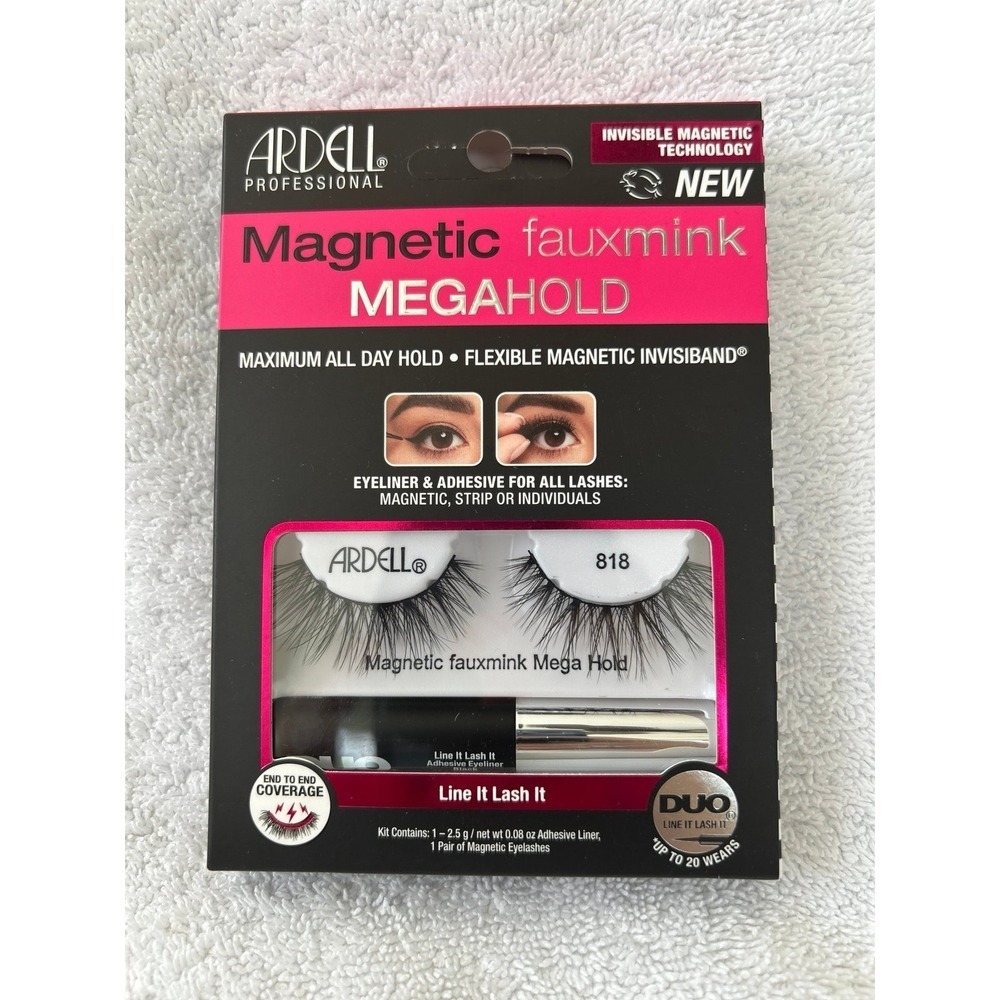 Ardell Magnetic Fauxmink MegaHold Liquid Liner & Lashes Kit 818 New